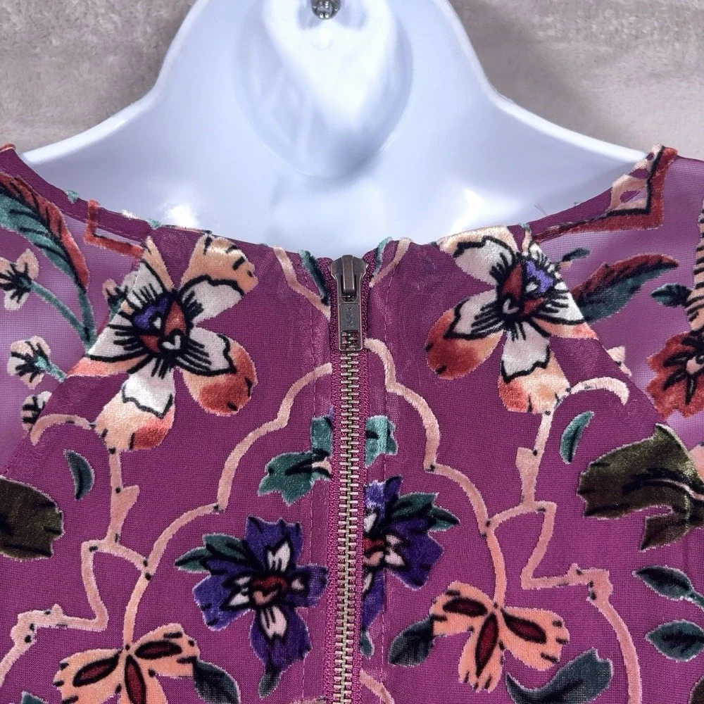 Free People Strawberry Fields Velvet Mini Dress Womens Small Purple Tapestry